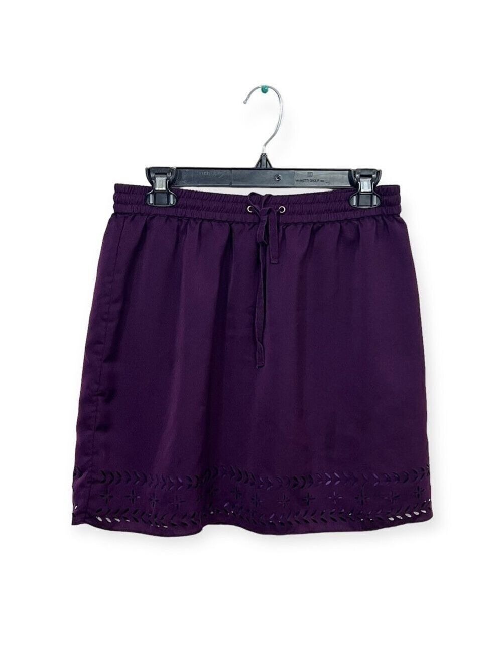 J Crew Maroon Skirt Elastic Drawstring & Laser Cut Size 4